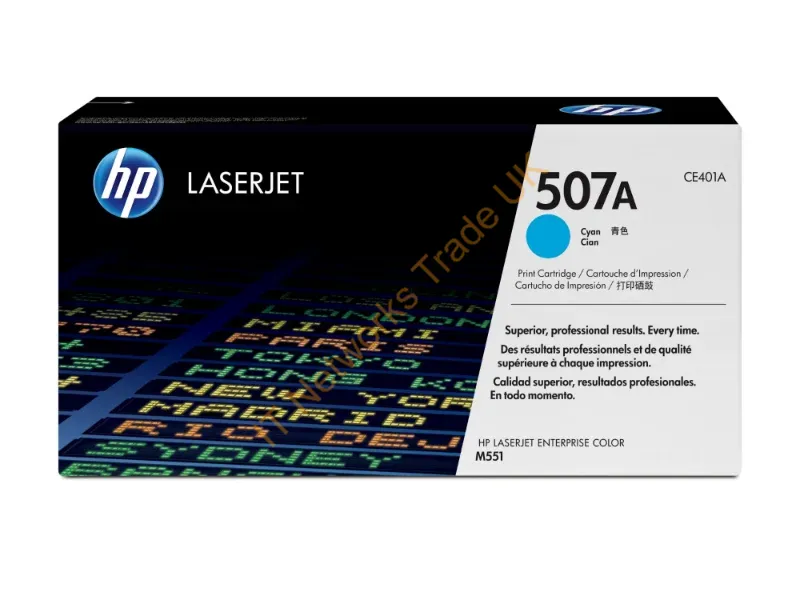 CE401A HP 507A Cyan Toner Cartridge  LaserJet Enterprise M551 Series Color Laser Printers