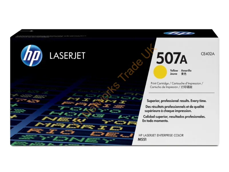 CE402A HP 507A Yellow Toner Cartridge  LaserJet Enterprise M551 Series Color Laser Printers