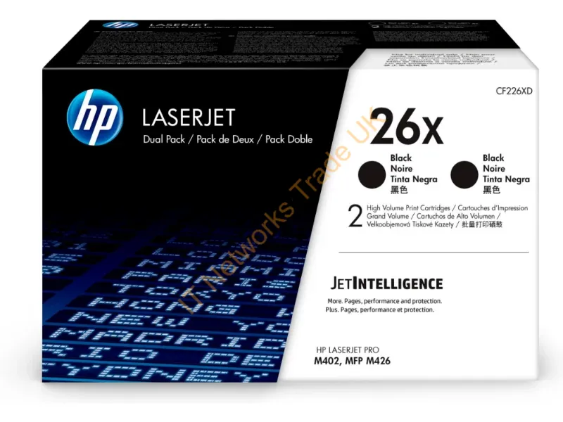 CF226XD HP 26X 2-Pack High Yield Black Original LaserJet Toner Cartridge  Color LaserJet M506 / M501 / M527