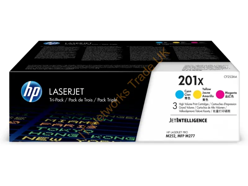 CF253XM - HP CF253XM (201X) Toner MultiPack, 2.3K pages, Pack qty 3 Accessory
