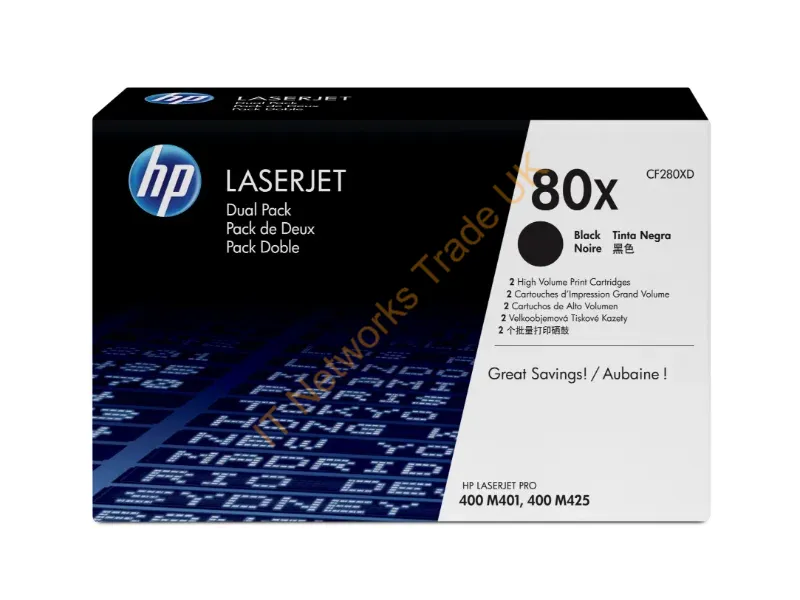 CF280XD HP 80X (Black) Toner Cartridge Dual-Pack  LaserJet Printers