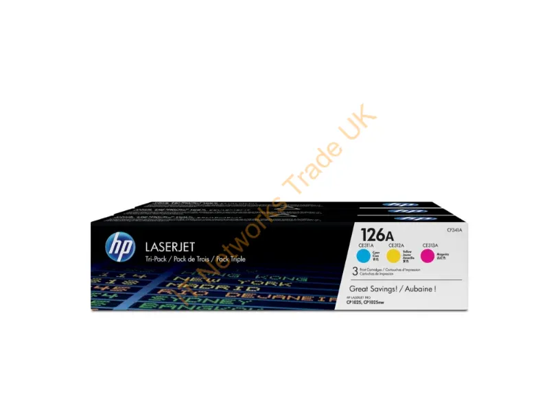 CF341A HP 126A Toner Cartridge Cyan Magenta Yellow Laser 1000 Page 3 Pack