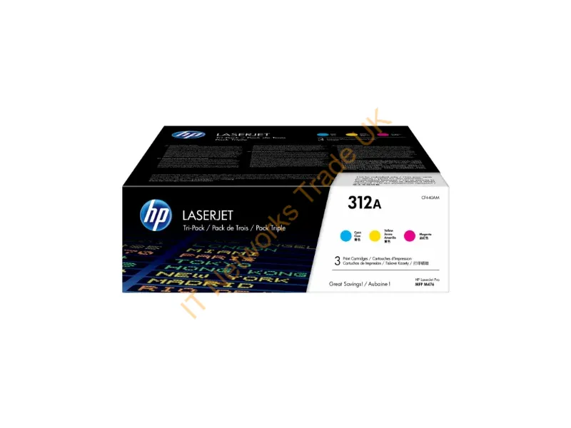 CF440AM HP 312A 3-Pack Cyan / Magenta / Yellow Original LaserJet Toner Cartridge  Laser Printer CF381A / CF382A / CF383A