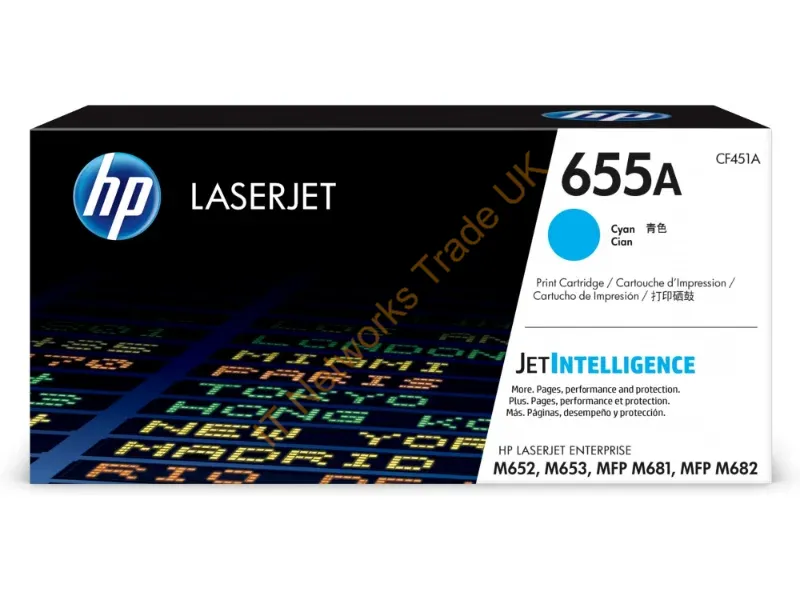 CF451A HP 655A Cyan Original LaserJet Toner Cartridge  Color LaserJet Enterprise Flow MFP M681f