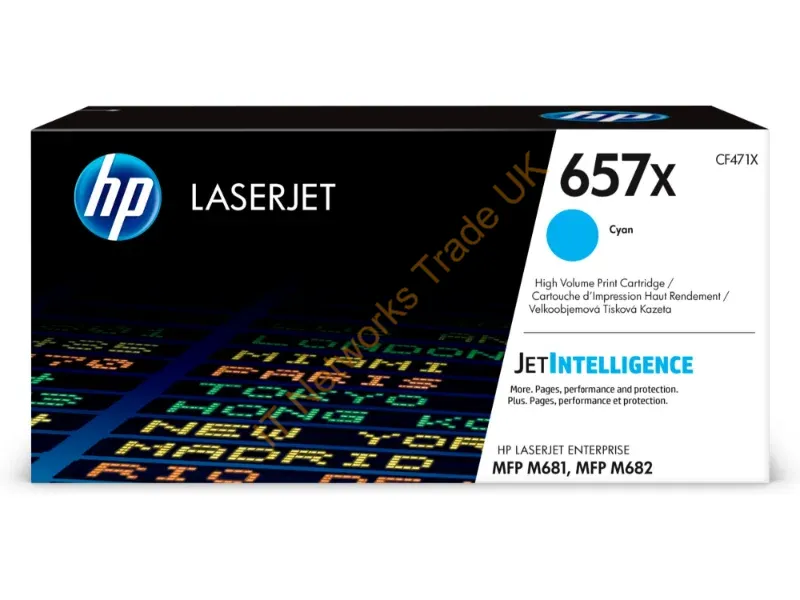 CF471X HP 657X High Yield Cyan Original LaserJet Toner Cartridge  Color LaserJet Enterprise Flow MFP M681z / M682z / M681dh