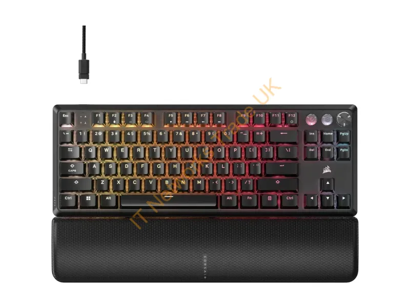 CH-911911G-NA - Corsair Corsair K70 Pro Tkl Tenkeyless Magnetic-Mechanical Gaming Keyboard, Backlit Rgb Led, Corsair Mgx V2, Black, Black Abs Ds Keycaps, (Ch-911911G-Na)