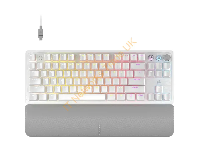 CH-911961G-NA - Corsair Corsair K70 Pro Tkl Tenkeyless Magnetic-Mechanical Gaming Keyboard, Backlit Rgb Led, Corsair Mgx V2, White, White Pbt Ds Keycaps, (Ch-911961G-Na)