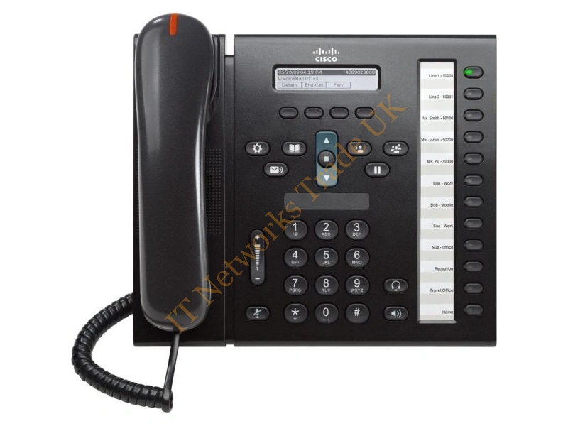 CP-6961-CL-K9 Cisco Unified IP Phone 6961 Slimline VOIP Phone SCCP Charcoal