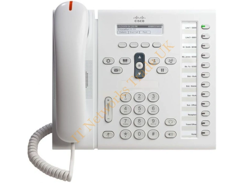 CP-6961-WL-K9 Cisco Unified IP Phone 6961 Slimline VOIP Phone SCCP White