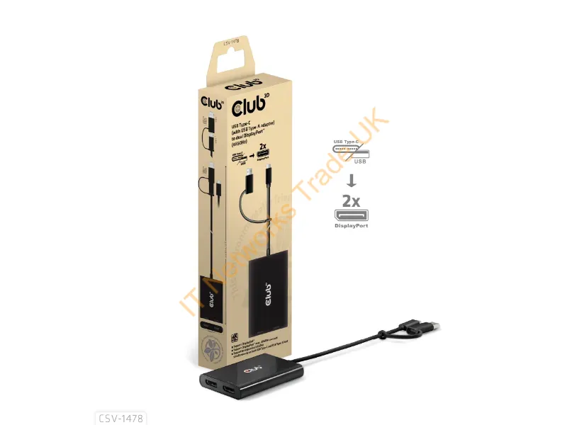 CSV-1478 - Club3D Csv-1478 Video Splitter Usb Type-C 2X Displayport