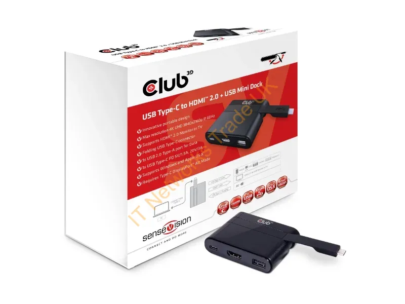 CSV-1534 - Club3D Usb Type-C To Hdmi 2.0 + Usb 2.0 + Usb Type-C Charging Mini Dock