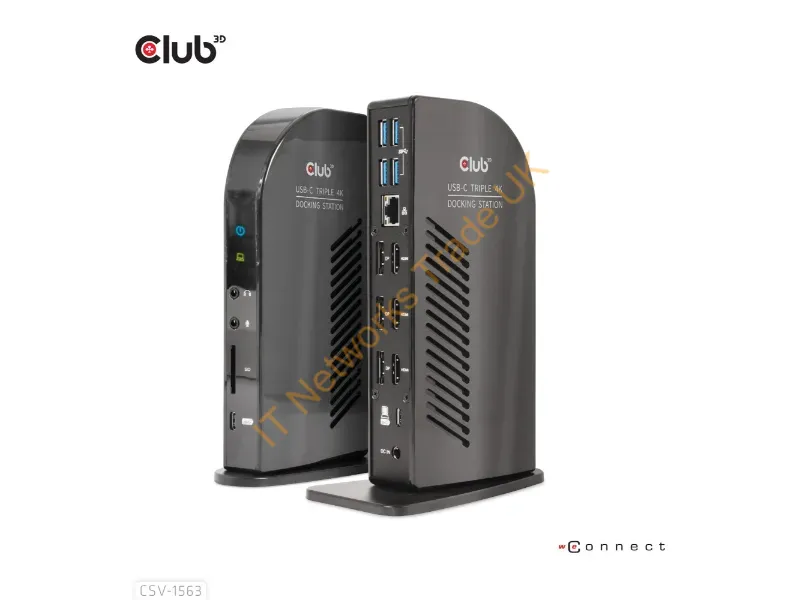 CSV-1563 - Club3D Usb Gen2(10G) Type-C Triple 4K60Hz Display(Hdmi/Dp) Docking Station Pd Charging With 135 Watt Ps