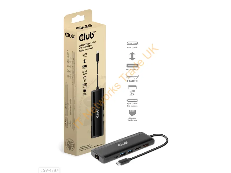 CSV-1597 - Club3D Csv-1597 Laptop Dock/Port Replicator Docking Usb 3.2 Gen 1 (3.1 Gen 1) Type-C Black