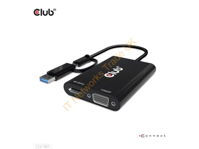 CSV-1611 - Club3D Csv-1611 Usb Graphics Adapter 3840 X 2160 Pixels Black