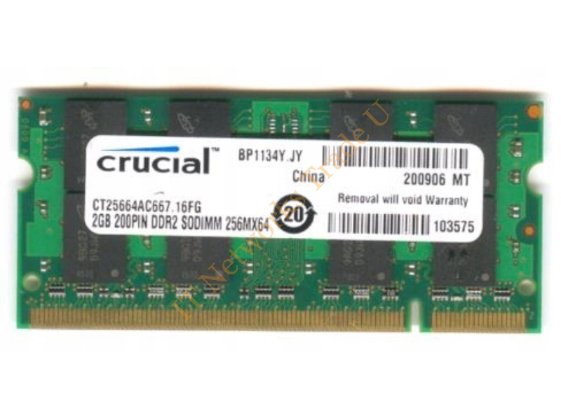 CT25664AC667.16FG Crucial 2GB DDR2-667MHz PC2-5300 non-ECC Unbuffered CL5 200-Pin SoDimm Memory Module Laptop Memory
