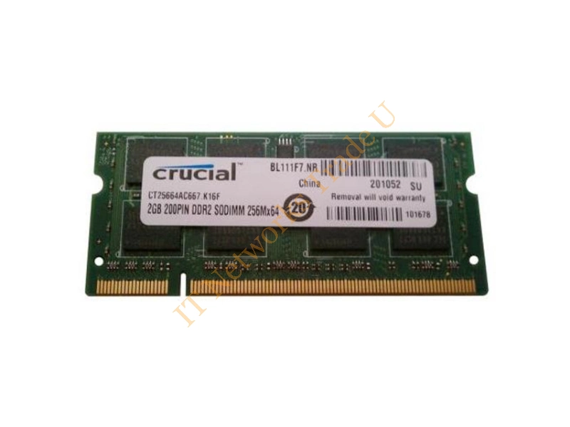 CT25664AC667.K16F Crucial 2GB DDR2-667MHz PC2-5300 non-ECC Unbuffered CL5 200-Pin SoDimm Memory Module Laptop Memory