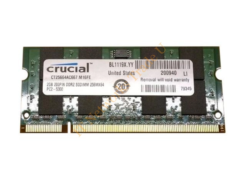 CT25664AC667.M16FE Crucial 2GB DDR2-667MHz PC2-5300 non-ECC Unbuffered CL5 200-Pin SoDimm Memory Module Laptop Memory