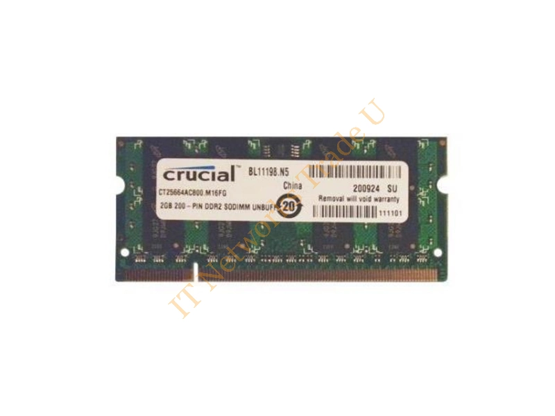 CT25664AC800.M16FG Crucial 2GB DDR2-800MHz PC2-6400 non-ECC Unbuffered CL6 200-Pin SoDimm Dual Rank Memory Module Laptop Memory