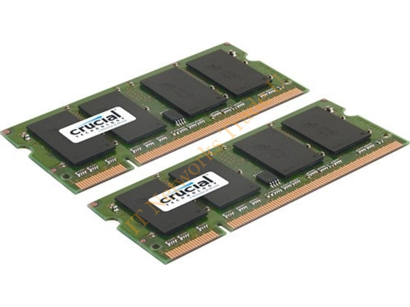 CT896659 Crucial 2GB kit (2 x 1GB) DDR2-800MHz PC2-6400 non-ECC Unbuffered CL6 200-Pin SoDimm Memory Laptop Memory