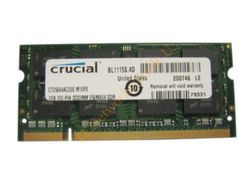 CT978150 Crucial 2GB DDR2-800MHz PC2-6400 non-ECC Unbuffered CL6 200-Pin SoDimm Memory Module Laptop Memory