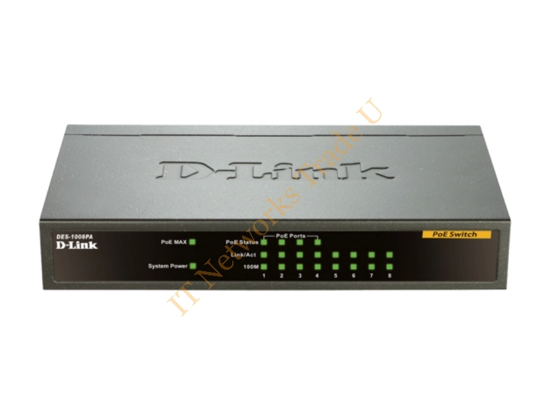 DES-1008PA/E - D-Link DES-1008PA Unmanaged network switch Fast Ethernet (10/100) Power over Ethernet (PoE) Black