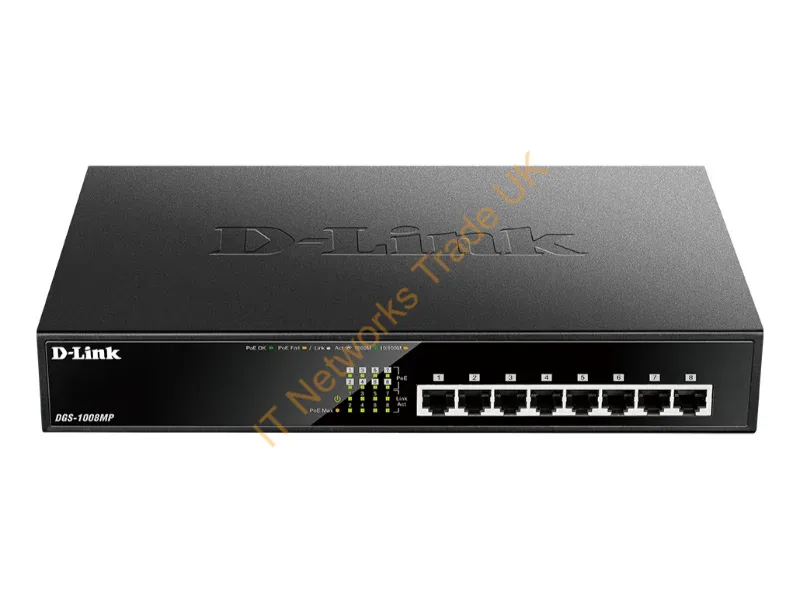 DGS-1008MP - D-Link DGS-1008MP Unmanaged network switch Gigabit Ethernet (10/100/1000) Power over Ethernet (PoE) 1U Black network switch