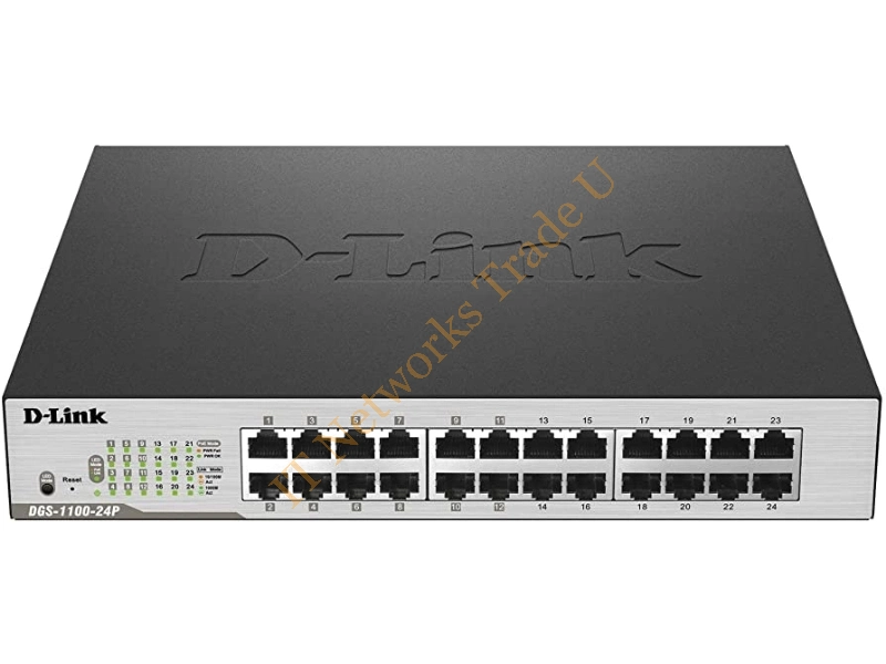 DGS-1100-24P D-Link 12-Ports 10/100/1000Mbps PoE + 12-Ports 10/100/1000Mbps Stackable Ethernet Network Switch
