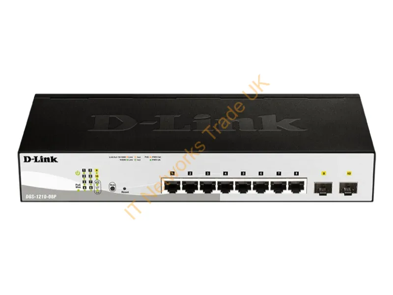 DGS-1210-08P - D-Link DGS-1210-08P L2 Gigabit Ethernet (10/100/1000) Power over Ethernet (PoE) Black network switch