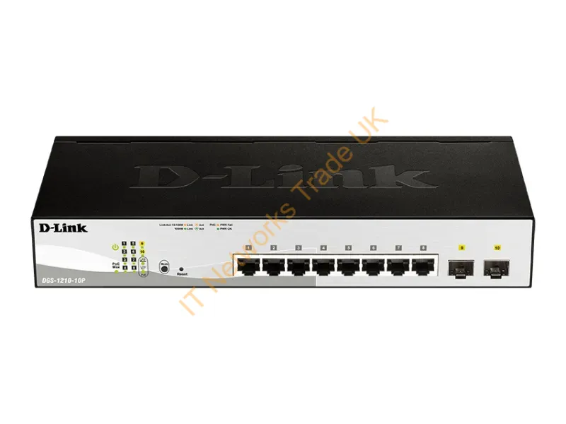 DGS-1210-10P D-Link 8-Port 10/100/1000Base-T Managed Gigabit Ethernet Switch with 2 Shared SFP Ports Network Switch