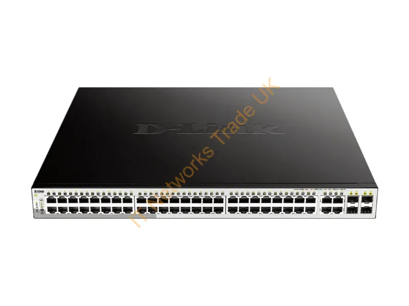 DGS-1210-52MP D-Link Ethernet Switch 48 Network 4 Expansion Slot Manageable Twisted Pair Optical Fiber 2 Layer Supported 1U High Desktop Rack-mount Network Switch