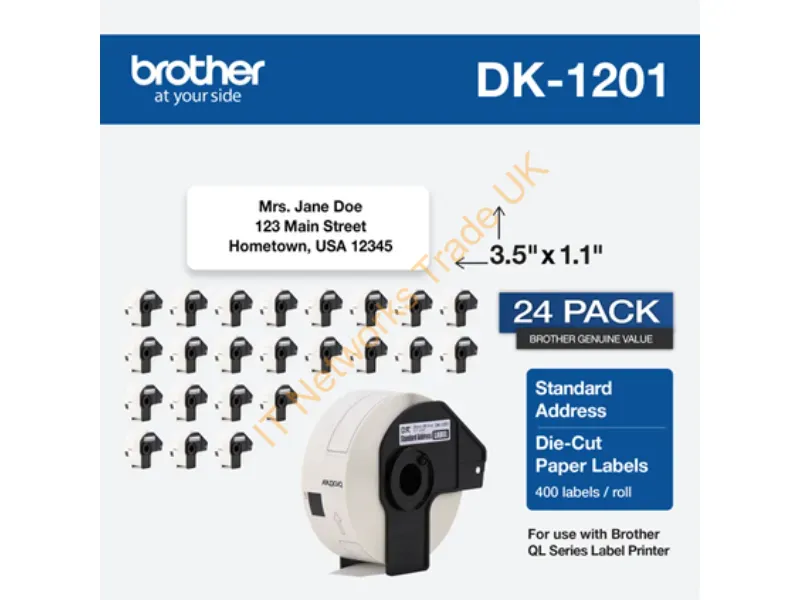 DK120124PK - Brother Dk-120124Pk Printer Label White Self-Adhesive Printer Label