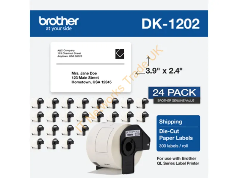 DK120224PK - Brother Dk-120224Pk Printer Label White Self-Adhesive Printer Label