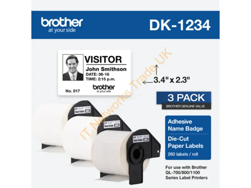 DK12343PK - Brother Dk-12343Pk Printer Label White Self-Adhesive Printer Label