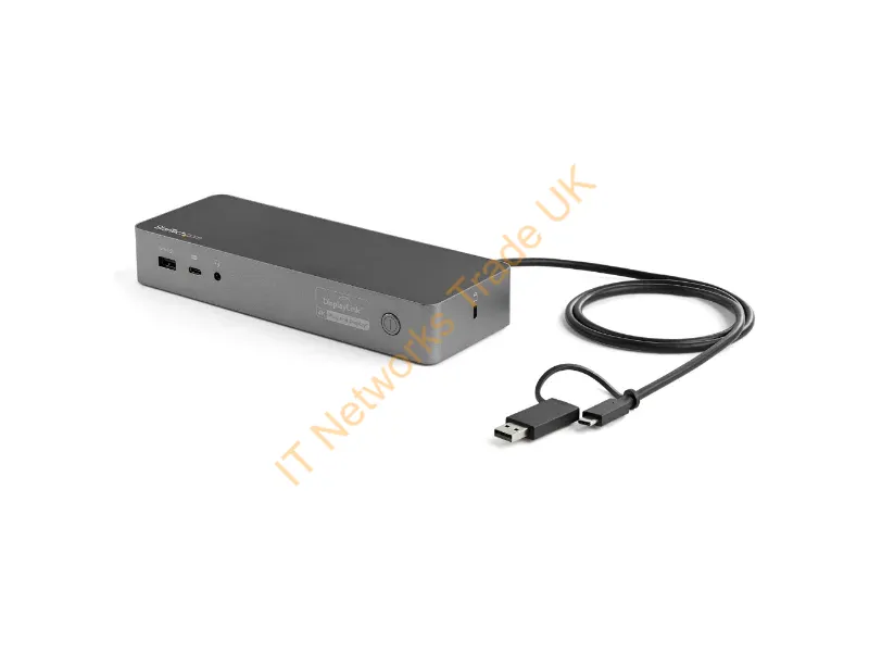 DK30C2DPEPUE - StarTech.com Universal Laptop Docking Station, Hybrid USB-C & USB-A Dock, Dual 4K DP & HDMI, 100W PD, Mac / Windows / Chrome OS, 4x USB 5Gbps Hub, GbE