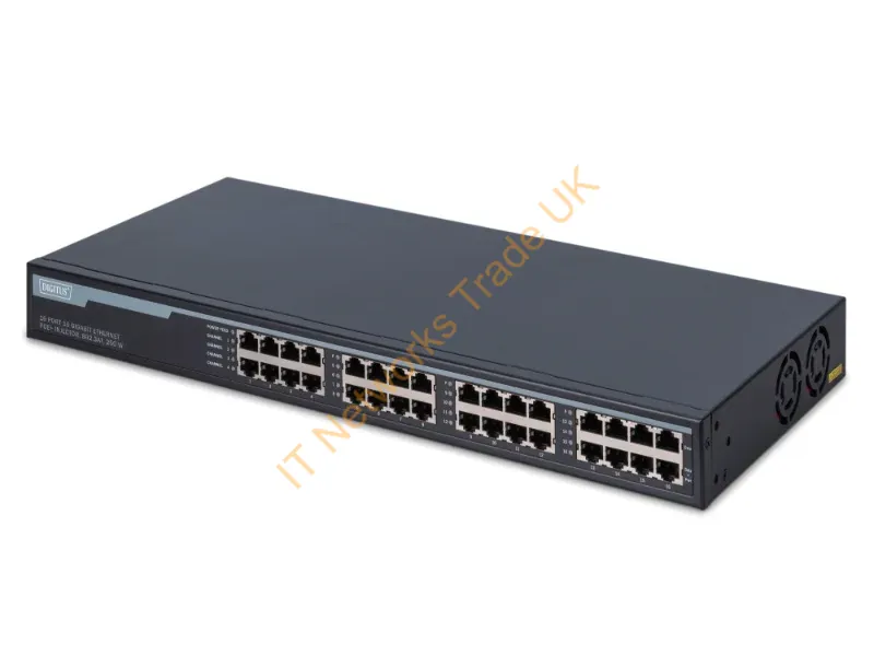 DN-95116 - Digitus 16-Port Gigabit PoE+ Injektor 16 Ports Eingang, 16 Ports Ausgang+ PoE 250W Netzteil Network Switch
