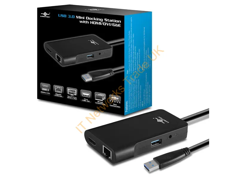 DSH-M100U3 - Vantec Dsh-M100U3 Laptop Dock/Port Replicator Wired Usb 3.2 Gen 1 (3.1 Gen 1) Type-A Black