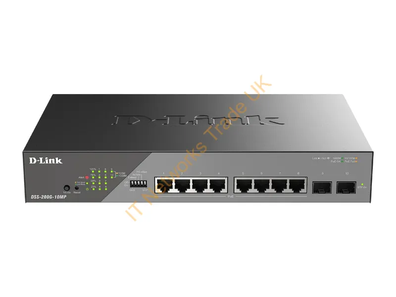 DSS-200G-10MP - D-Link Dss-200G-10Mp/E Network Switch Managed L2 Gigabit Ethernet (10/100/1000) Power Over Ethernet (Poe) 1U Gray