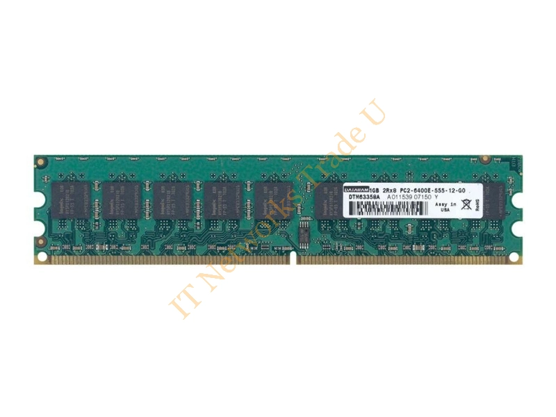 DTM63358B Dataram 1GB DDR2-800MHz PC2-6400 ECC Unbuffered CL5 240-Pin DIMM Dual Rank Memory Module Server Memory
