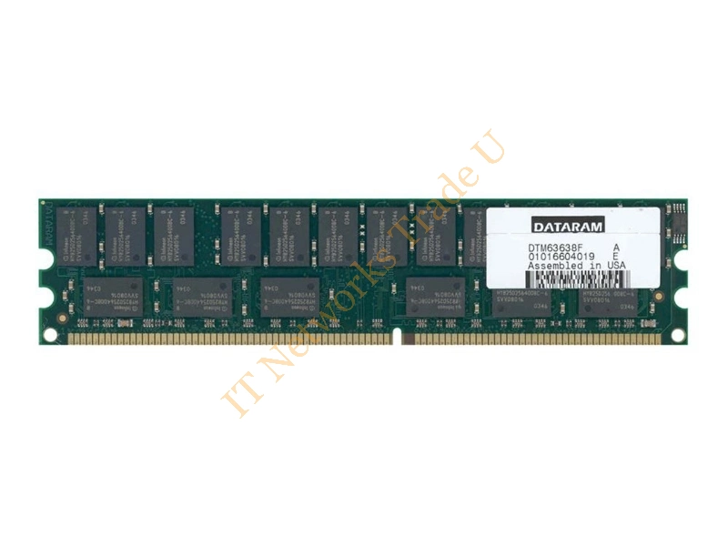 DTM63638F Dataram 1GB DDR-266MHz PC2100 ECC Unbuffered CL2.5 184-Pin DIMM Memory Module Server Memory