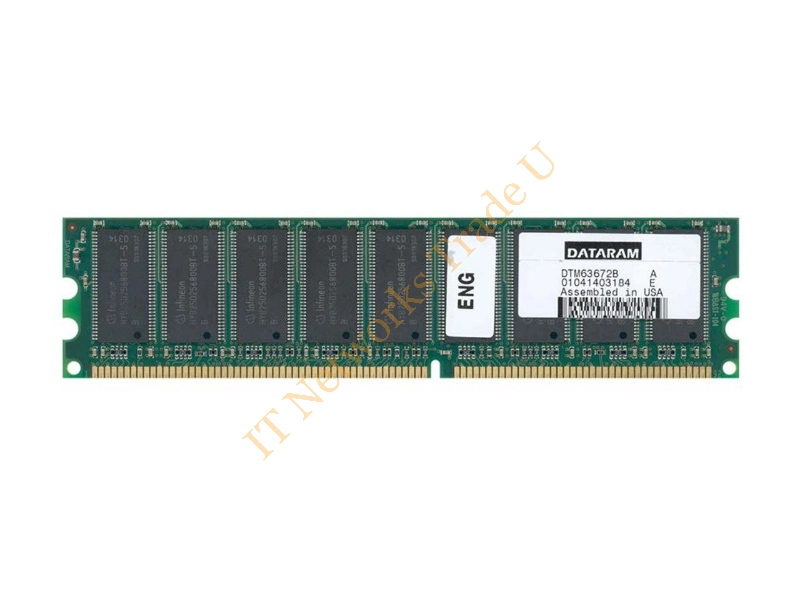 DTM63672B Dataram 512MB DDR-400MHz PC3200 ECC Unbuffered CL3 184-Pin DIMM Low Profile Dual Rank Memory Module Server Memory
