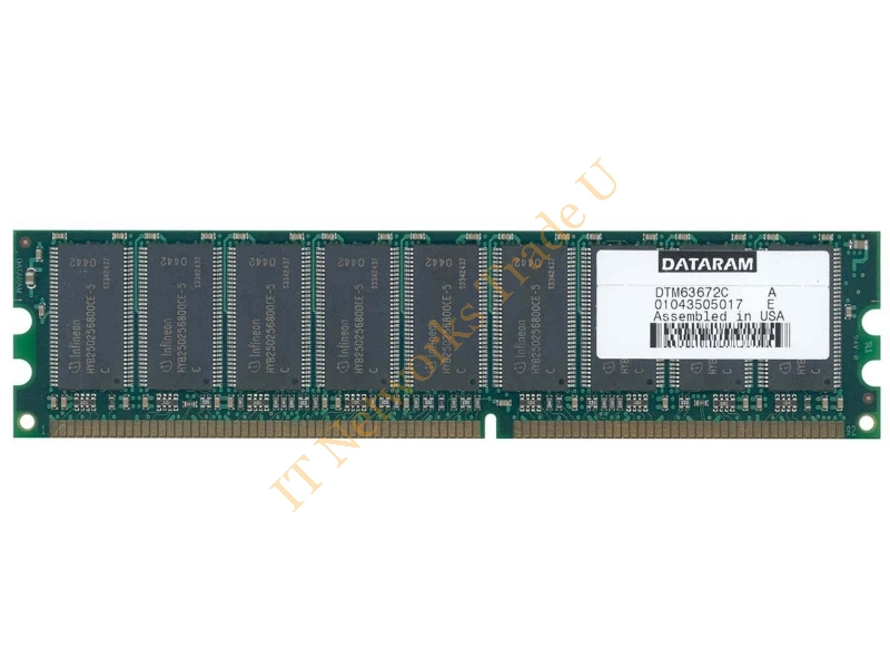 DTM63672C Dataram 512MB DDR-400MHz PC3200 ECC Unbuffered CL3 184-Pin DIMM Low Profile Dual Rank Memory Module Server Memory