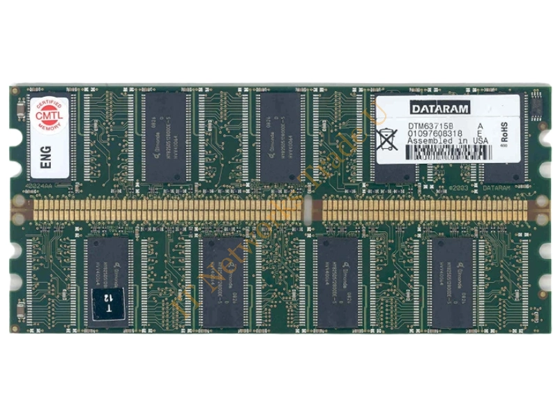 DTM63715B Dataram 512MB DDR-400MHz PC3200 ECC Unbuffered CL3 184-Pin DIMM Single Rank Memory Module Server Memory