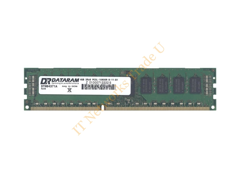 DTM64371A Dataram 4GB DDR3-1333MHz PC3-10600 ECC Registered CL9 240-Pin DIMM 1.35V Low Voltage Dual Rank Memory Module Server Memory