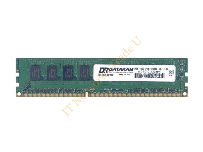 DTM64394 Dataram 2GB DDR3-1600MHz PC3-12800 ECC Unbuffered CL11 240-Pin DIMM Single Rank Memory Module Server Memory