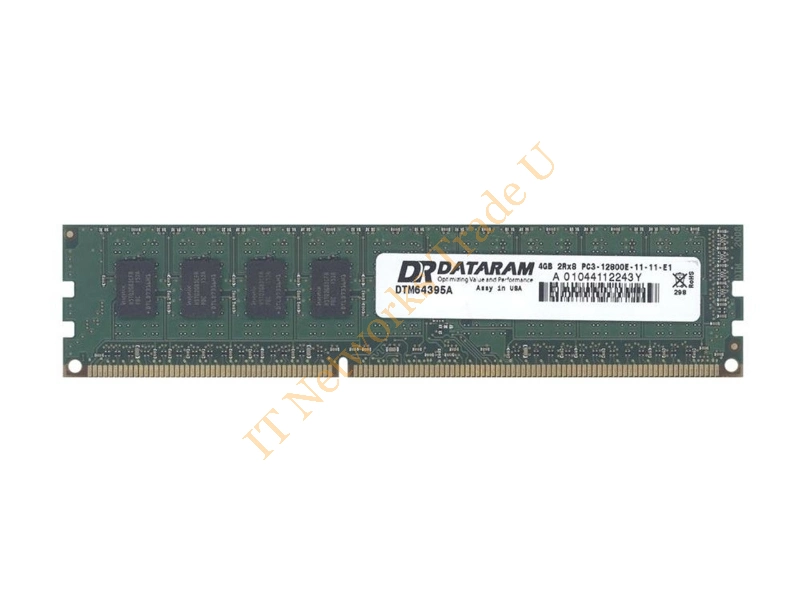 DTM64395A Dataram 4GB DDR3-1600MHz PC3-12800 ECC Unbuffered CL11 240-Pin DIMM Dual Rank Memory Module Server Memory