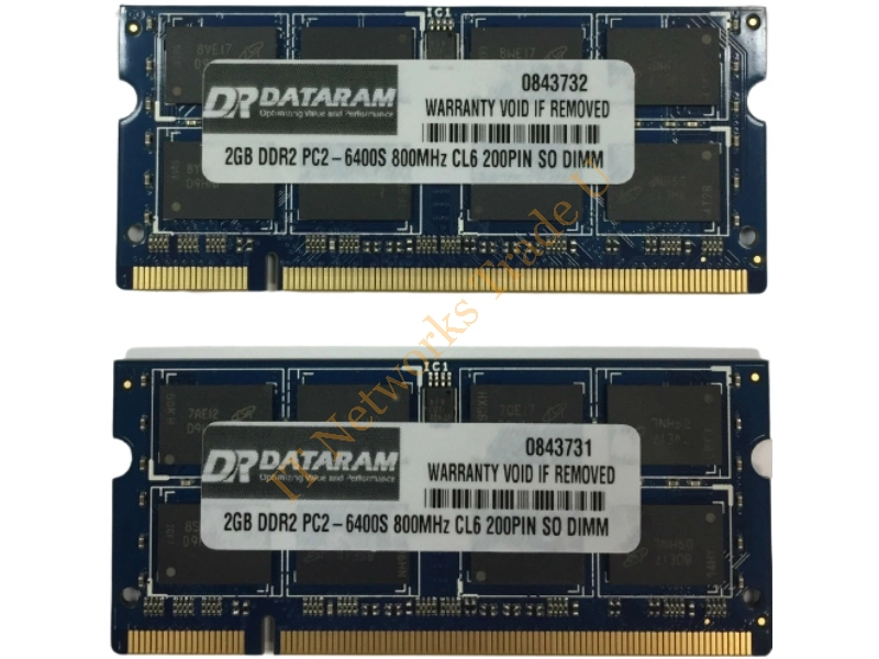 DTM64616A Dataram 2GB DDR3-1600MHz PC3-12800 non-ECC Unbuffered CL11 204-Pin SoDimm Single Rank Memory Module Laptop Memory