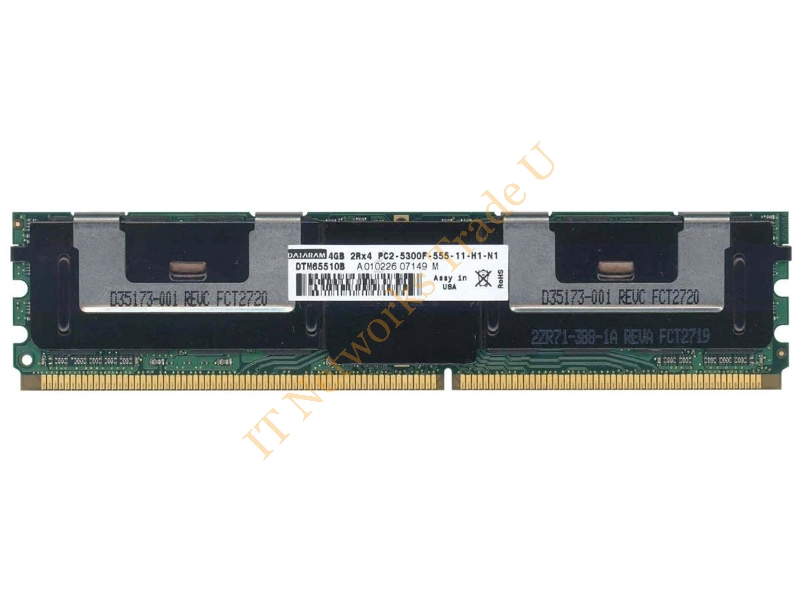 DTM65510B Dataram 4GB DDR2-667MHz PC2-5300 ECC Fully Buffered CL5 240-Pin DIMM Dual Rank Memory Module Server Memory
