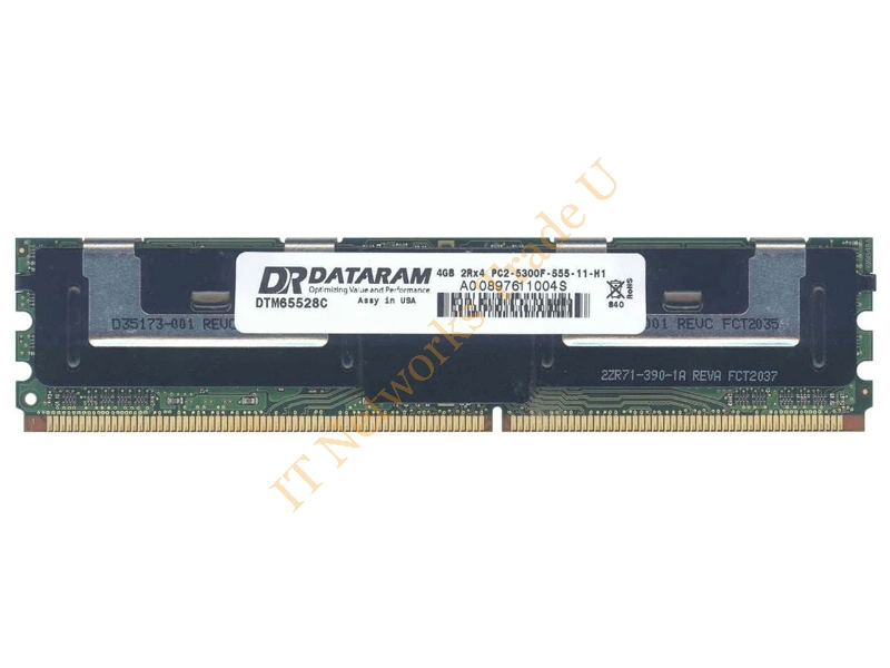 DTM65528C Dataram 4GB DDR2-667MHz PC2-5300 ECC Fully Buffered CL5 240-Pin DIMM Dual Rank Memory Module Server Memory
