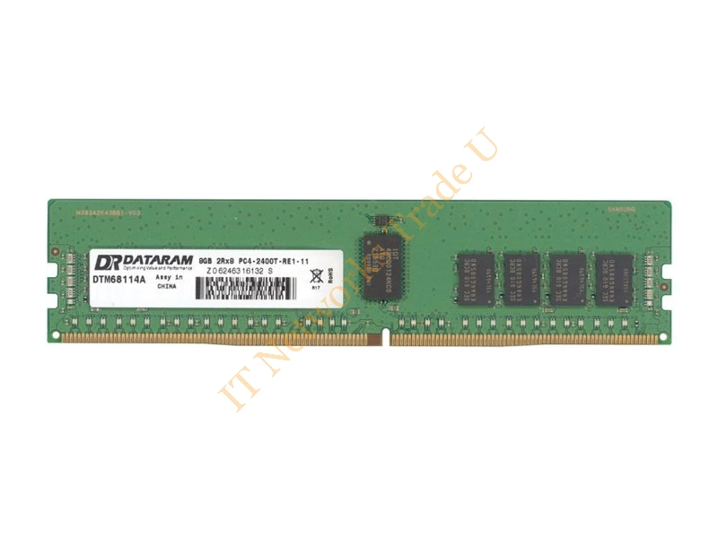 DTM68114A Dataram 8GB DDR4-2400MHz PC4-19200 ECC Registered CL17 288-Pin DIMM 1.2V Single Rank Memory Module Server Memory