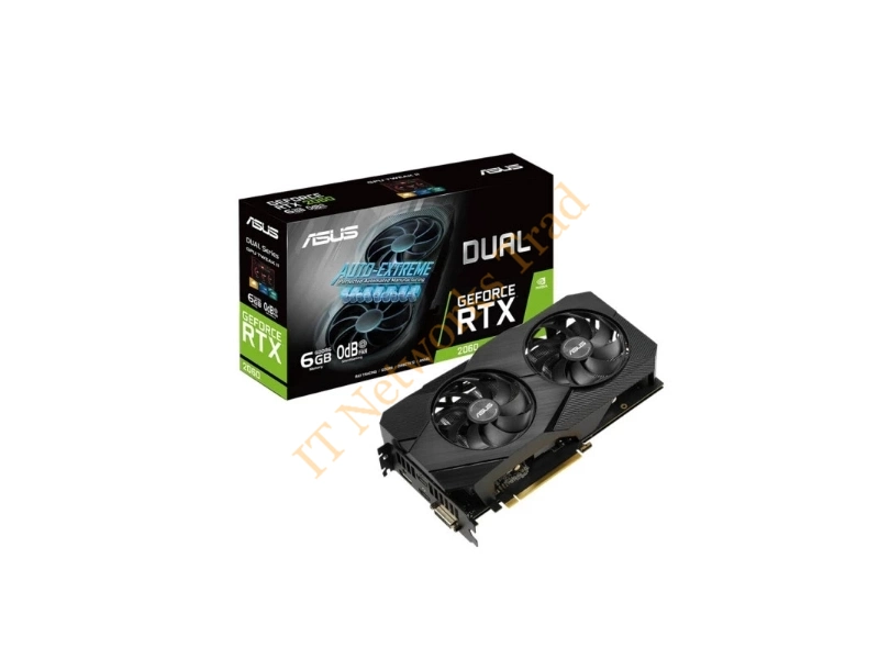 DUAL-RTX2060-O6G ASUS nVidia DUAL GeForce RTX 2060 OC 6GB GDDR6 DVI/2HDMI/2DisplayPort PCI-Express Video Graphic Card